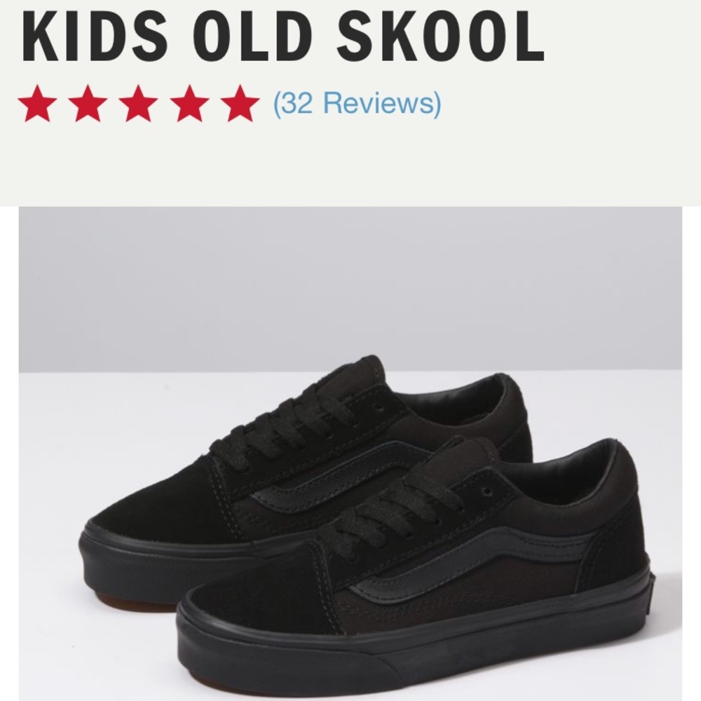 Boys Black Vans Old Skool size 13.5